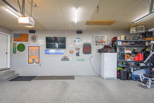 Insulated, Finished, & Heated Garage with Beautiful Epoxy Floors