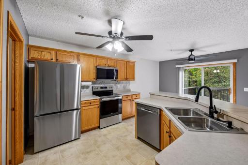 Kitchen boasts all new stainless steel appliances