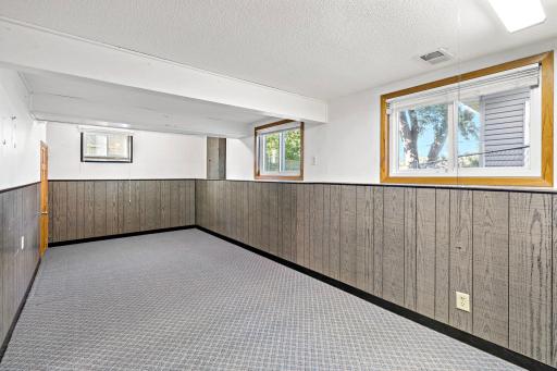 Windows bring natural light to the lower level.