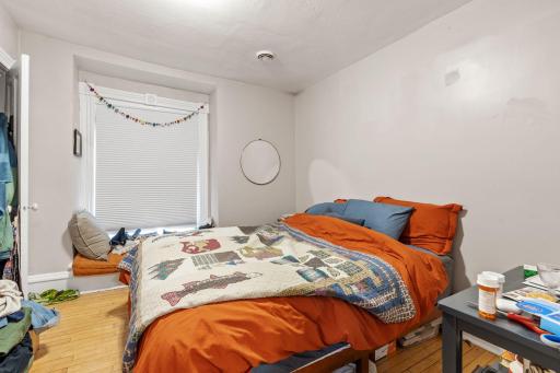 Four bedrooms are split two to each levels.
