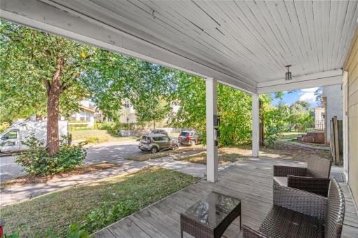 The front porch is large and inviting.