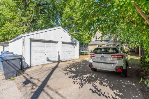 Big two car garage with additional pad!