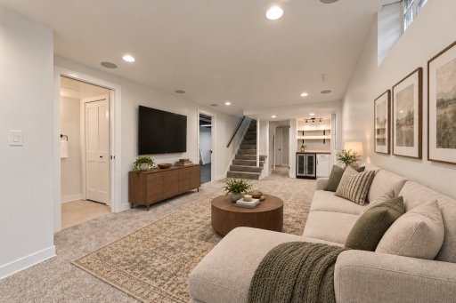Virtually Staged Lower Level Family Room