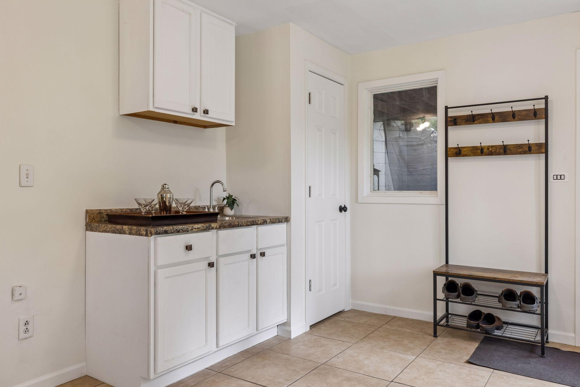 Convenient wet bar extension of family room