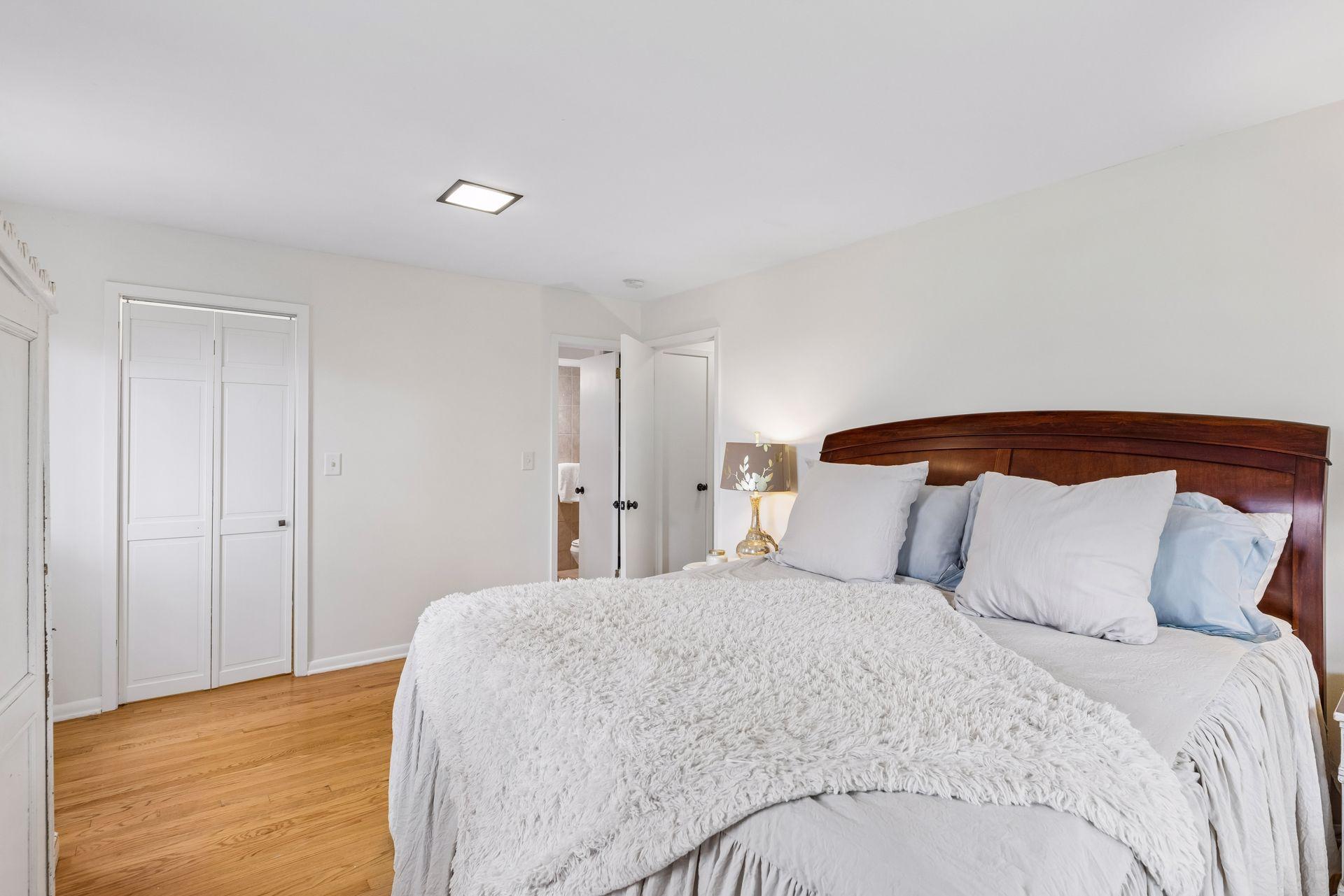 Primary suite with hardwood floors
