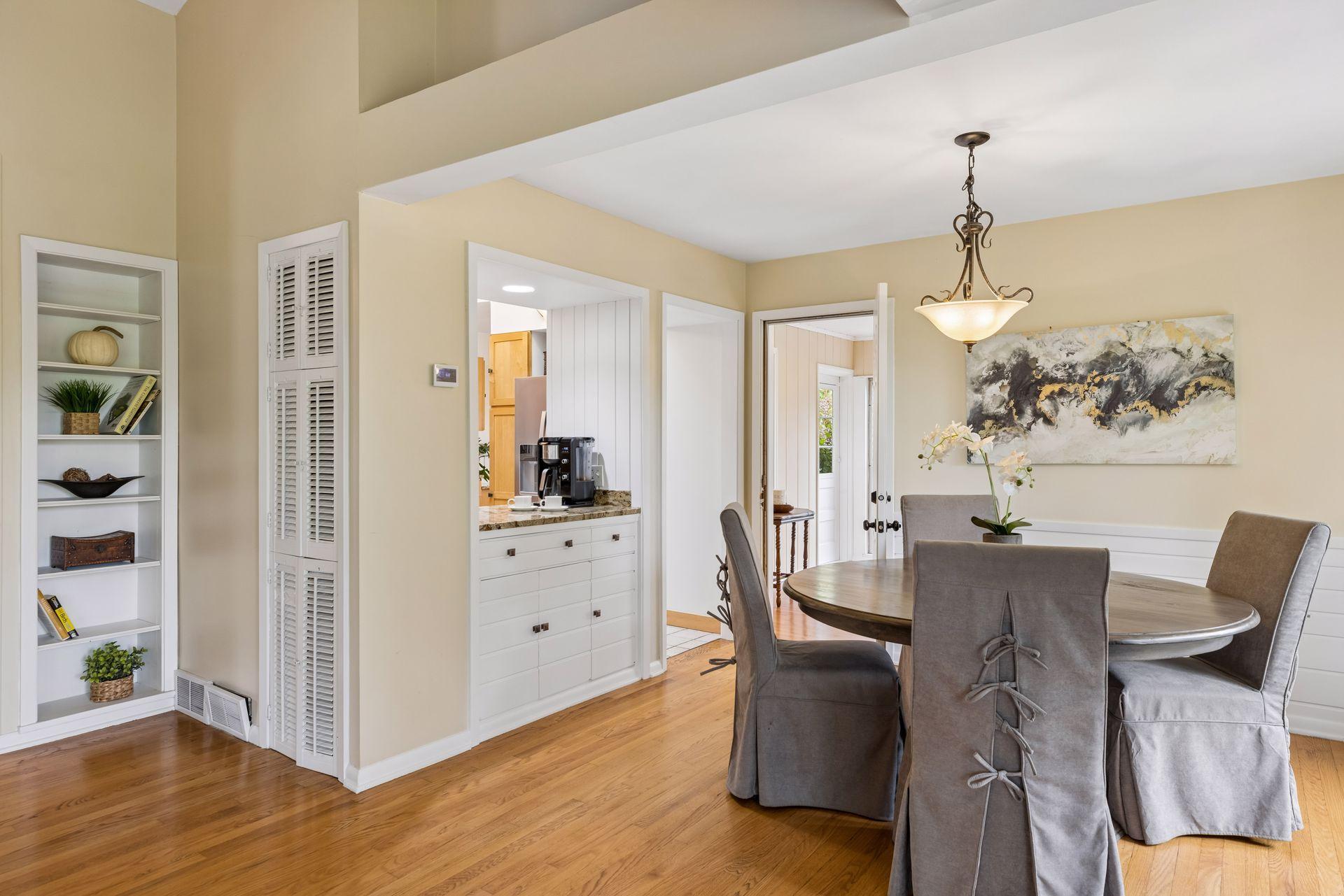 Formal dining room opens to kitchen