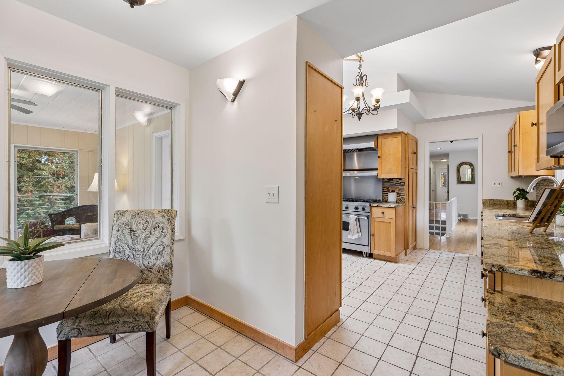 Cozy eat in breakfast nook nestled in kitchen