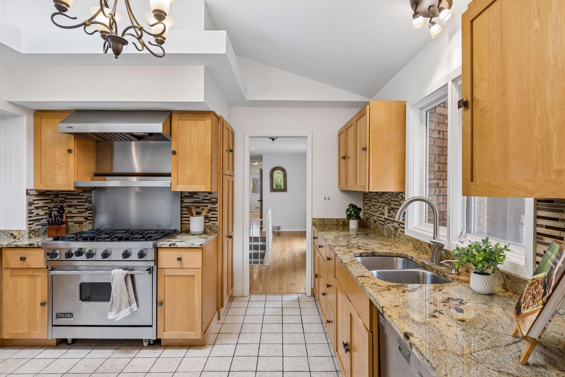 Beautiful granite countertops offer plentiful prep space