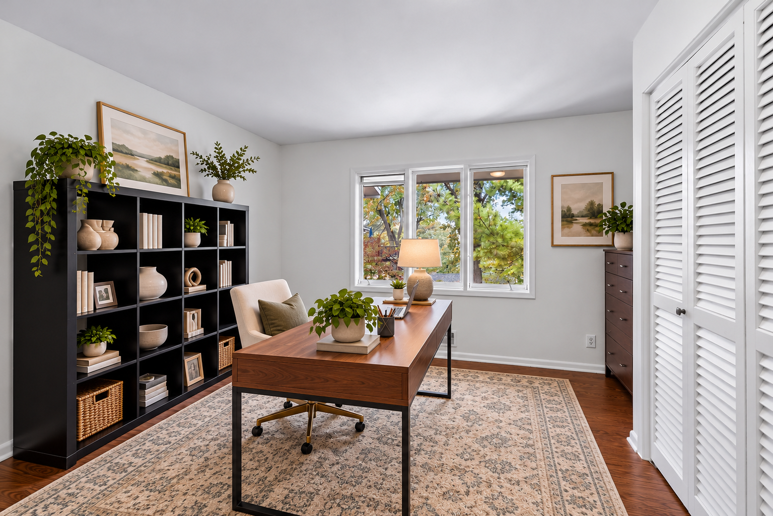 Second bedroom on main level could also be an office (virtually staged)