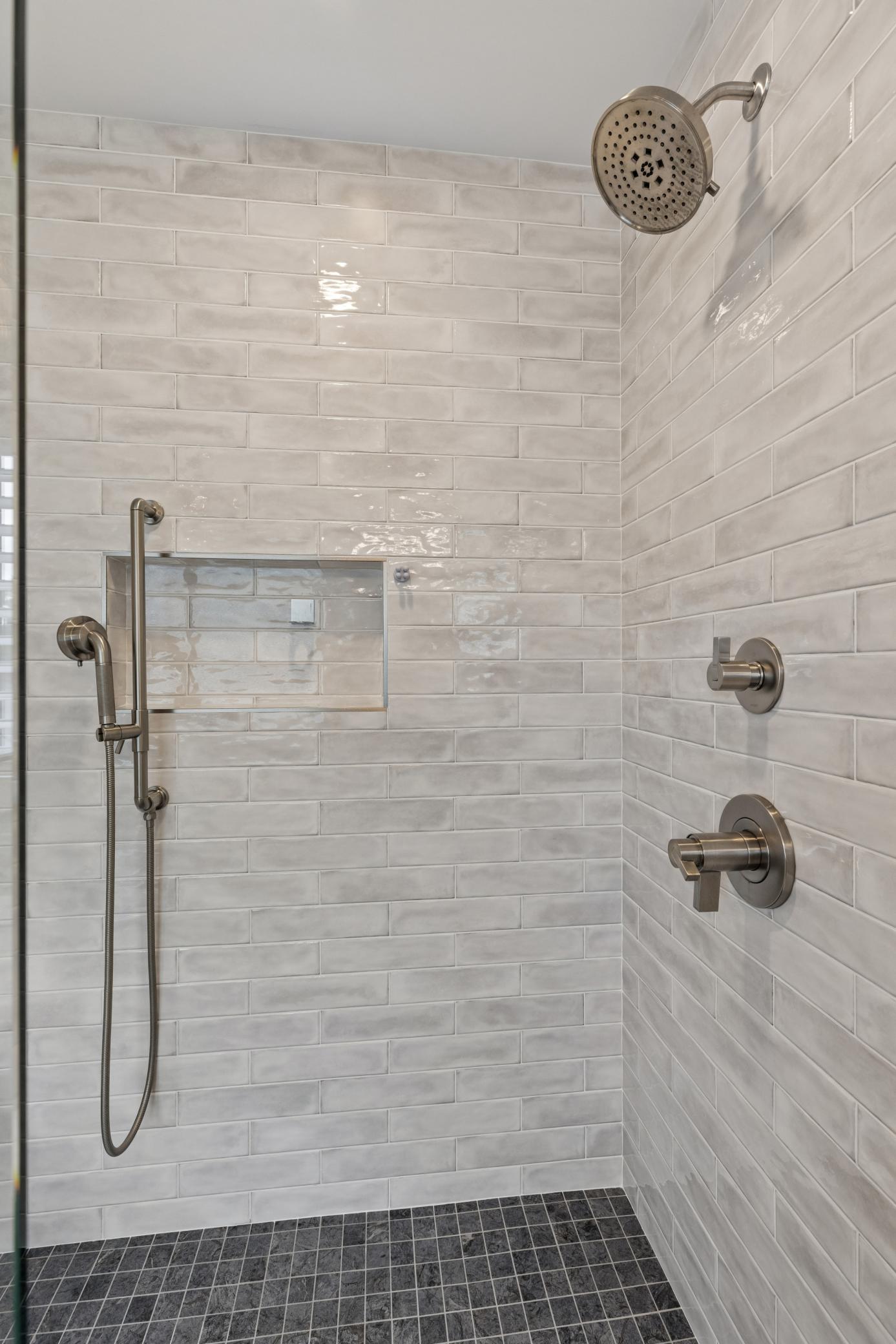Beautifully tiled shower.