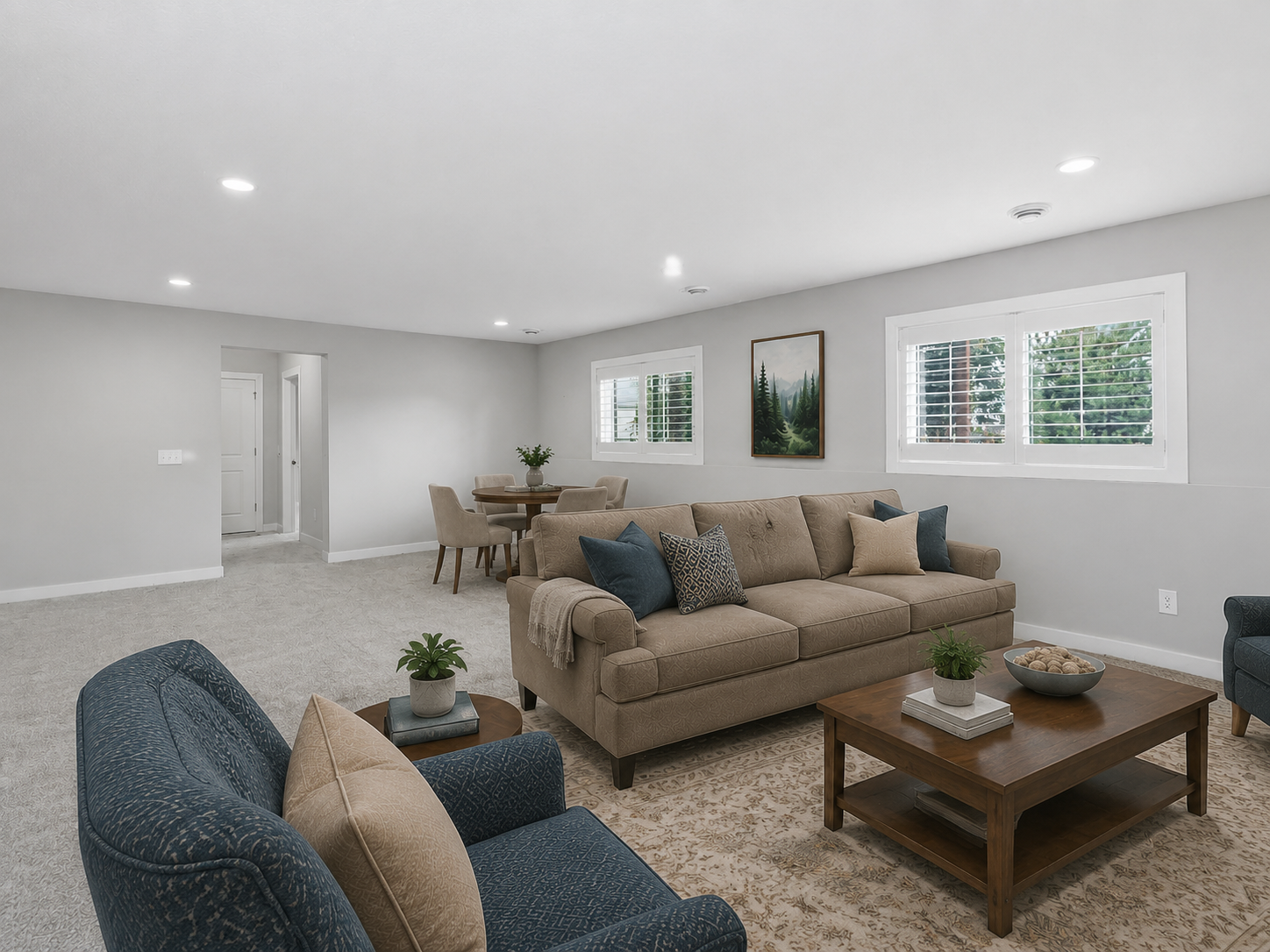 This image has been virtually staged with digitally added furniture and décor. Refer to the unstaged photos and an in-person showing for the property’s actual condition.