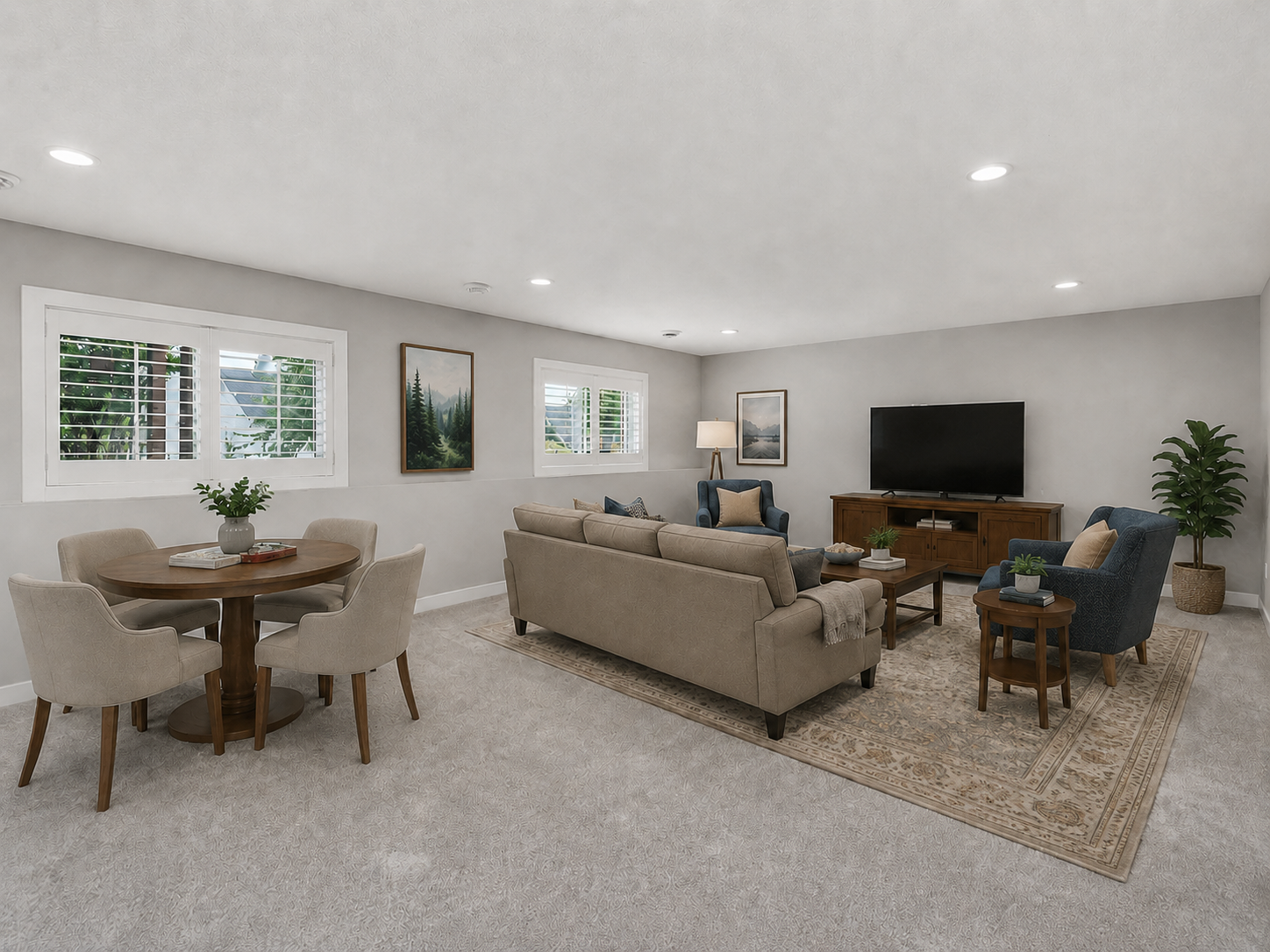 This image has been virtually staged with digitally added furniture and décor. Refer to the unstaged photos and an in-person showing for the property’s actual condition.