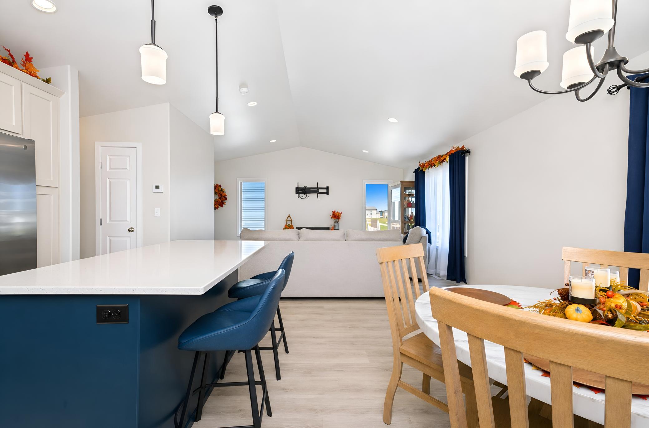 Stools at island included!