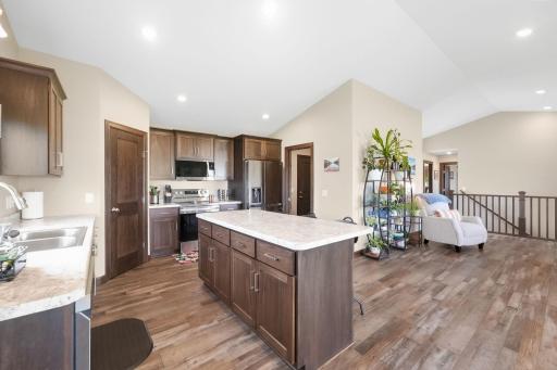 Spacious kitchen with center island
