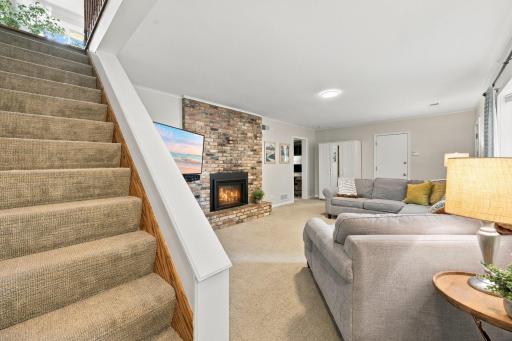 Lower Level Family Room with Gas Fireplace