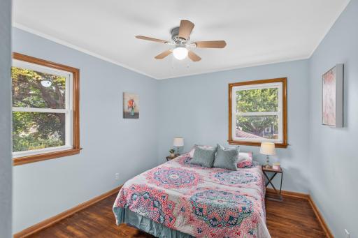 Notice the vinyl windows throughout. This is one of three bedrooms on the main floor.