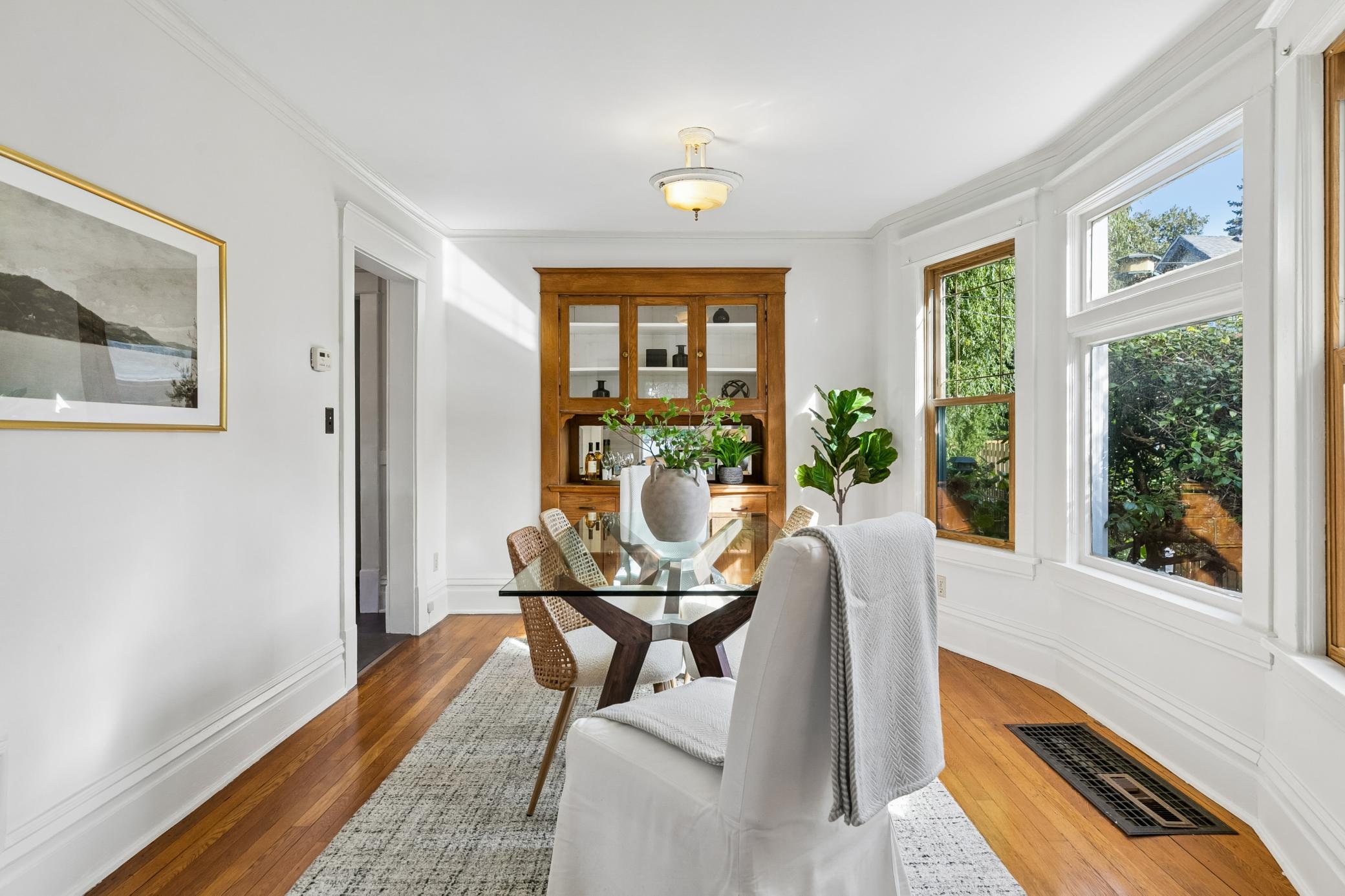 Classic dining room with built-in buffet.