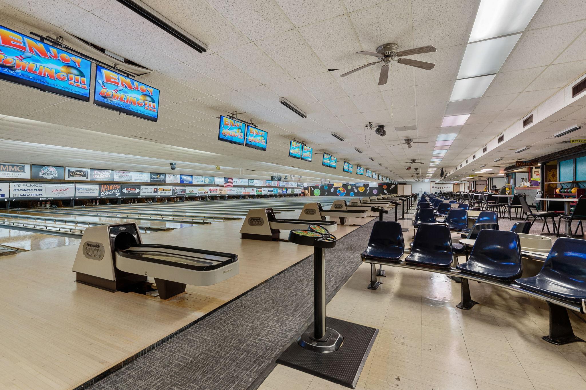 View of lanes, TV's and machines