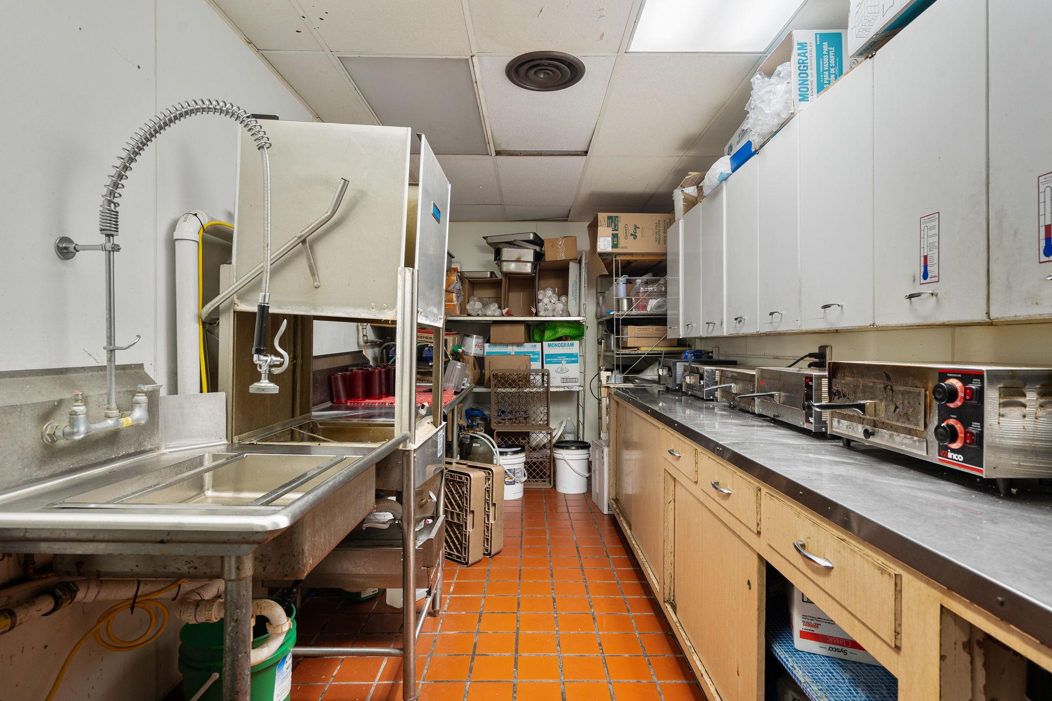 Back kitchen area and dishwasher