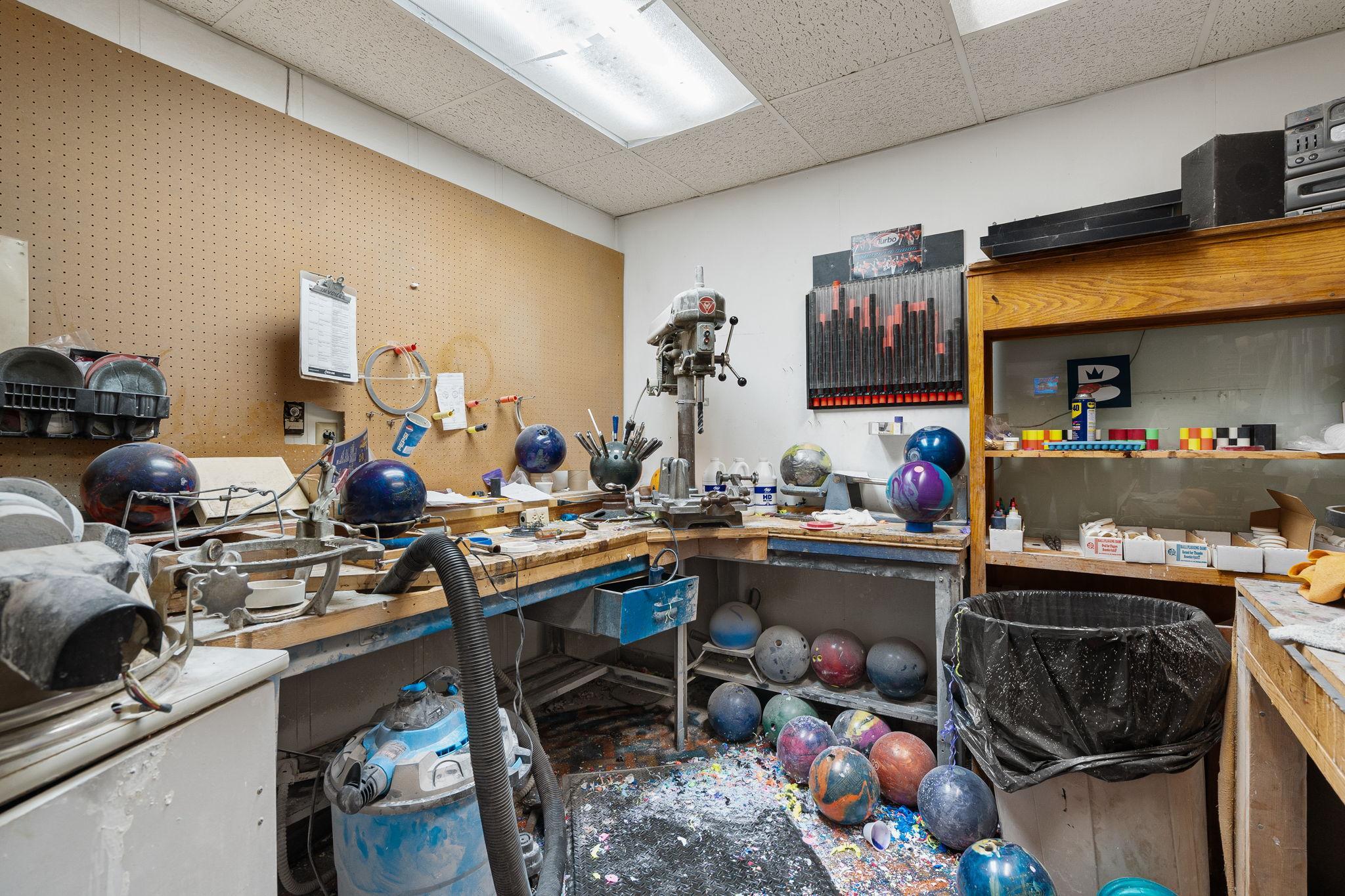 Bowling pro shop and workshop