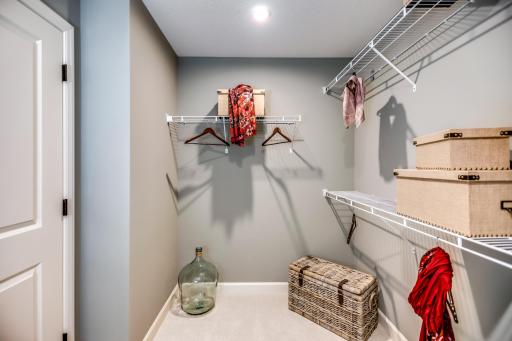 Organization is easy when their is ample space, the owner's closet will have all the space you need. (model photo)