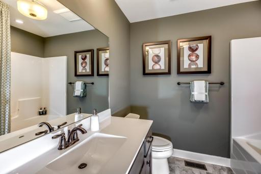 This home has the ideal bed and bath configuration with space for both household members and guests. (model photo)