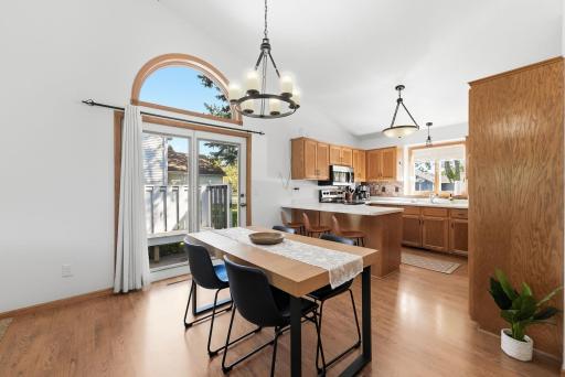 A spacious dining setting makes family meals and entertaining guests feel right at home.