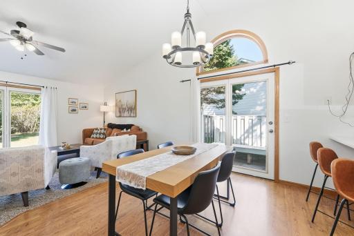 Adjacent to the kitchen for easy access to meals.