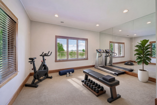 Exercise room has closet