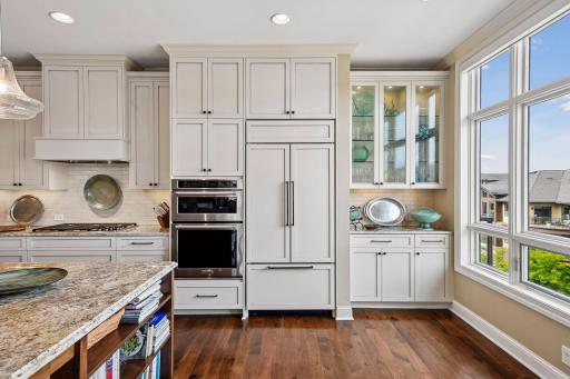 Stainless steel appliances and an abundance of storage throughout
