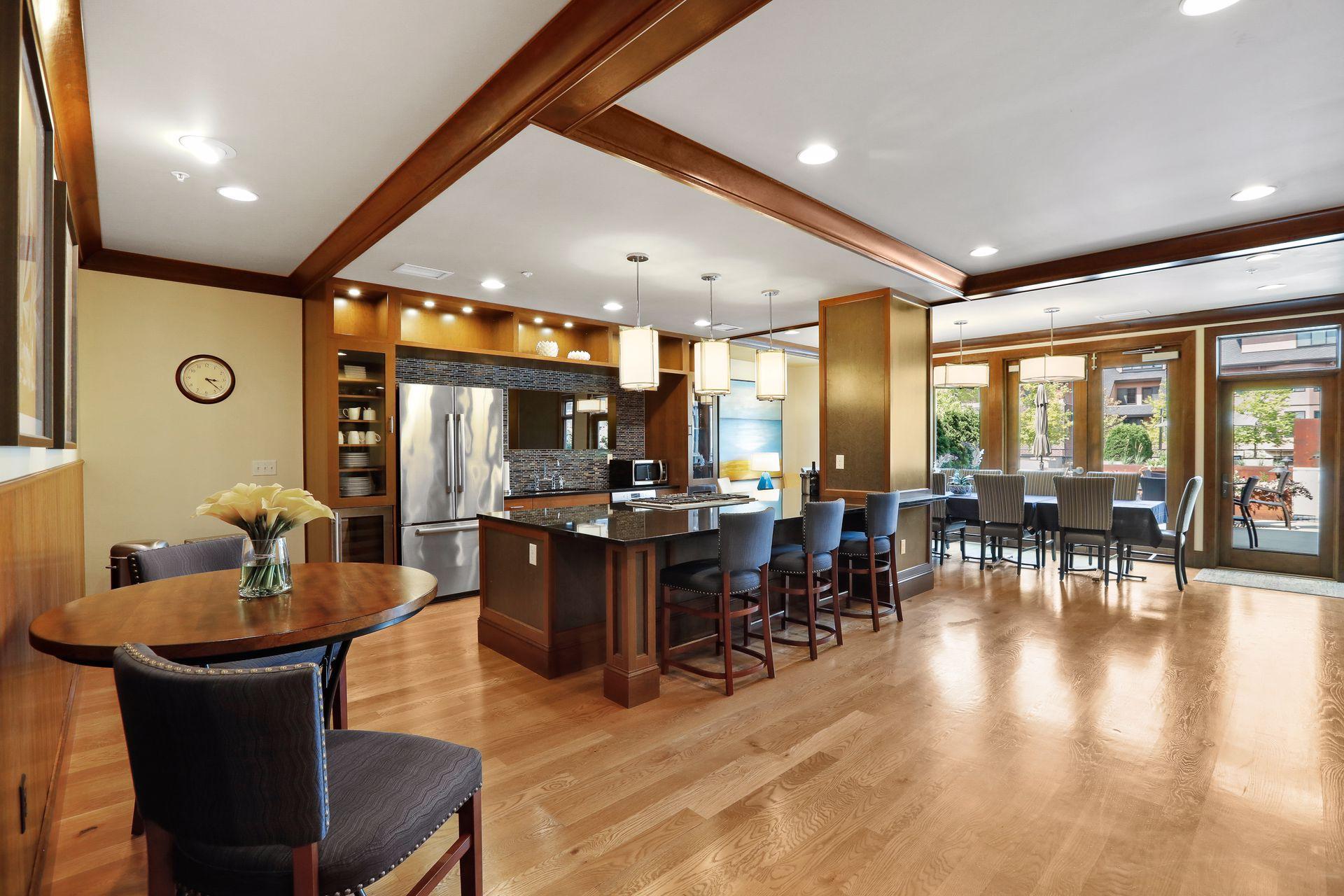 Second floor club room with full kitchen and access to the courtyard