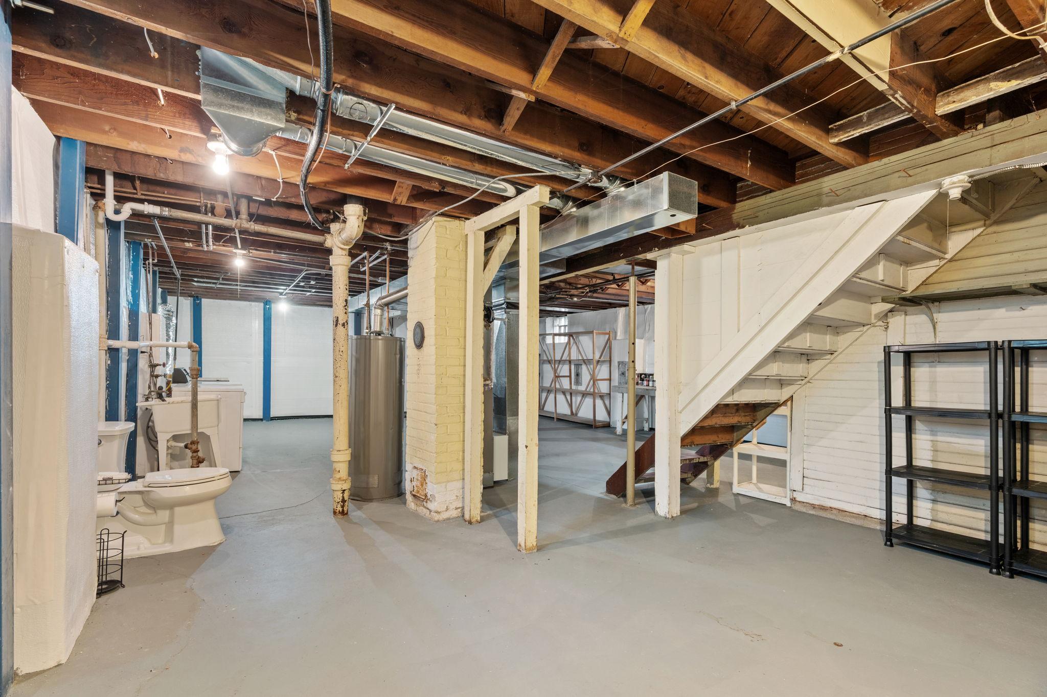 Unfinished Lower Level with Extra Stool
