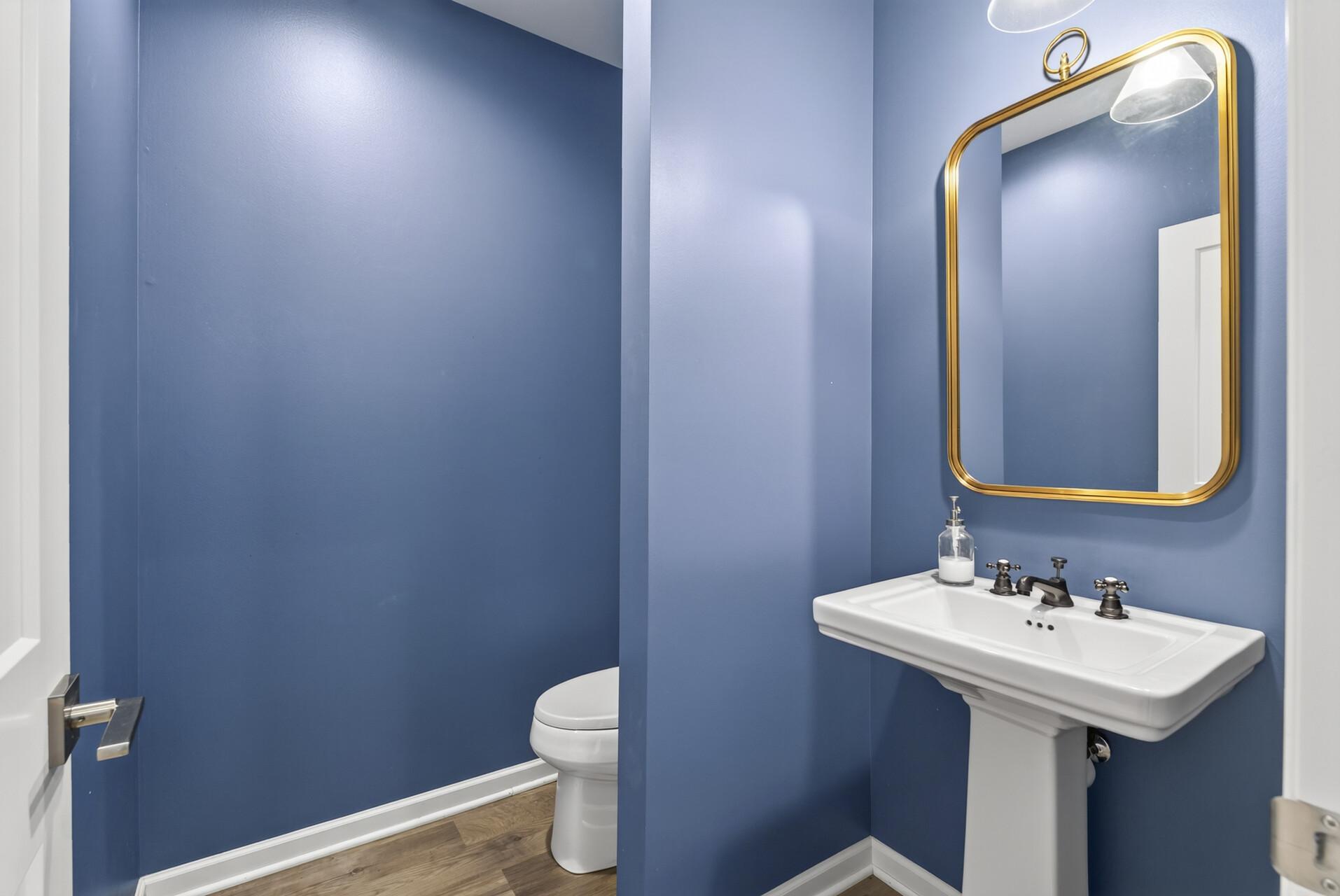 Lower level powder bathroom