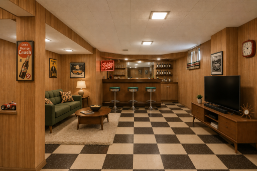 VIRTUALLY STAGED: Bring your vision and make this retro lower level your own.