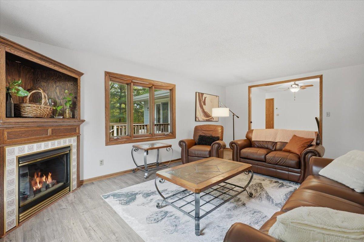Warm and inviting living room with a cozy fireplace for those chilly evenings.
