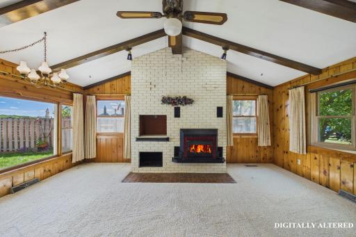 Wood burning fireplace