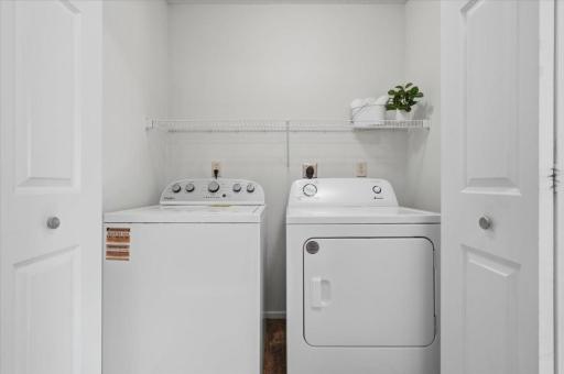Washer and dryer conveniently located makes laundry day a breeze.