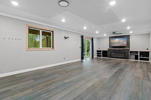 Family room in lower level that walks out to backyard