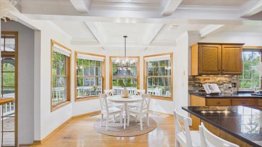 Beautiful bay windows surround your breakfast nook