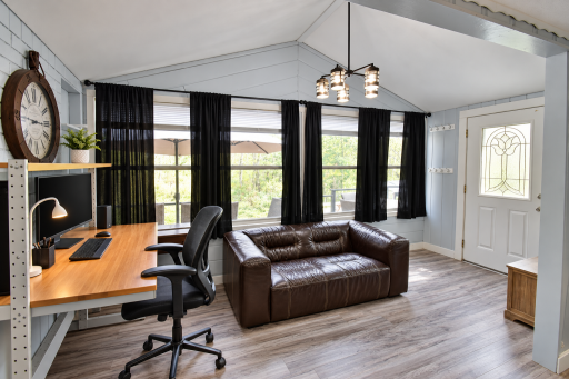 Four-season sunroom / home office (AI used to remove personal items only)