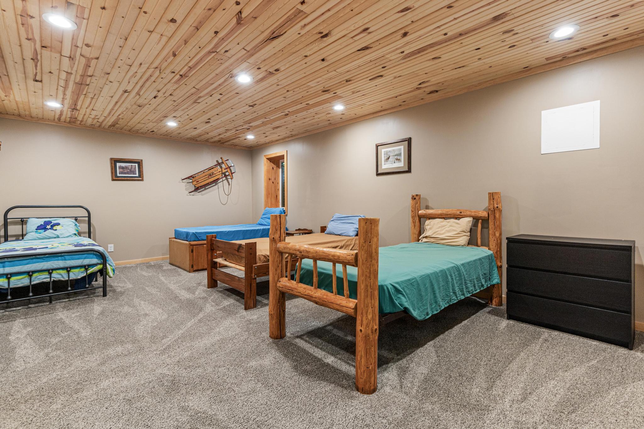 Lower level bedroom. How many friends can stay the night??