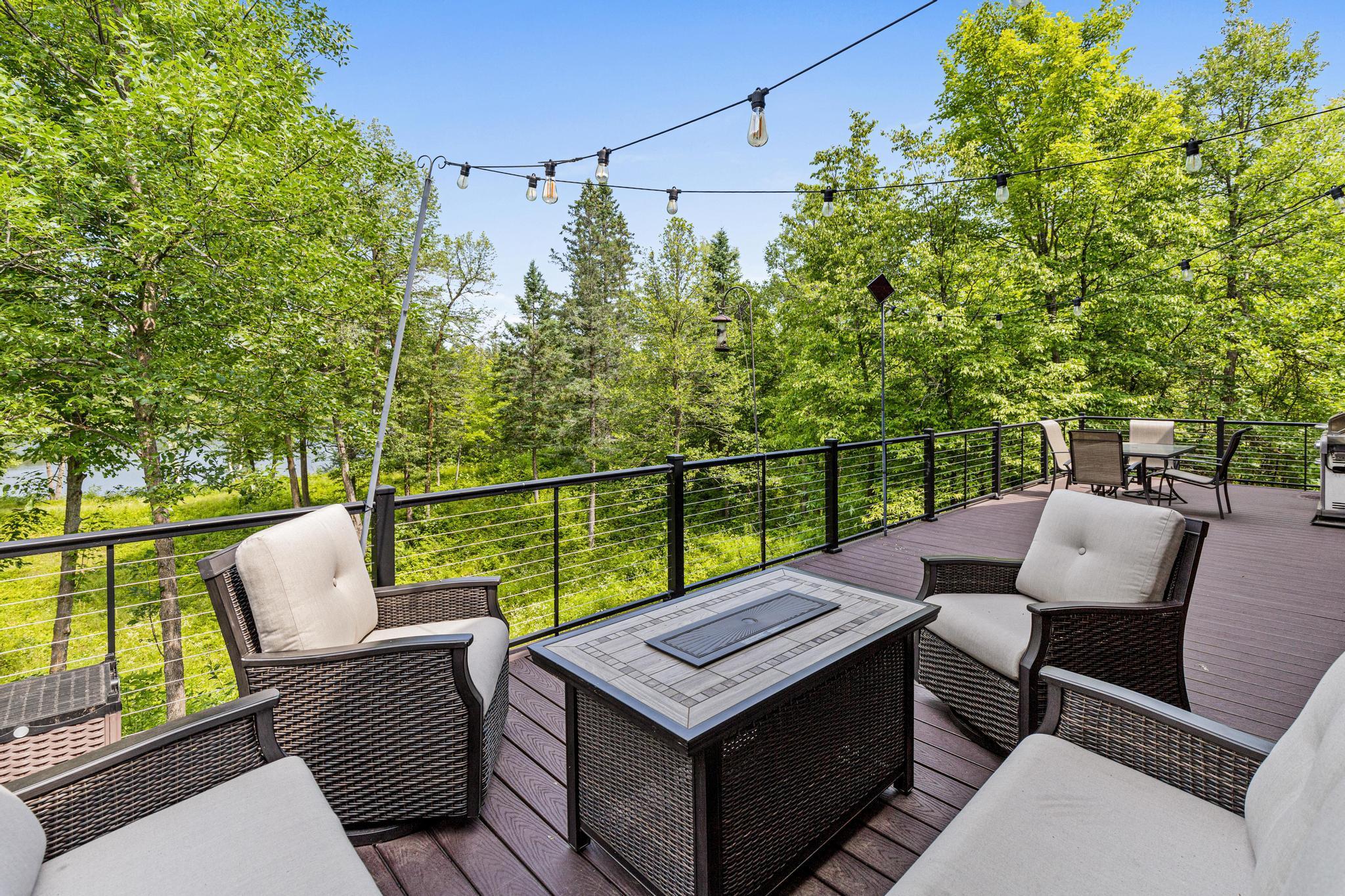 Cozy up to the included patio furniture.