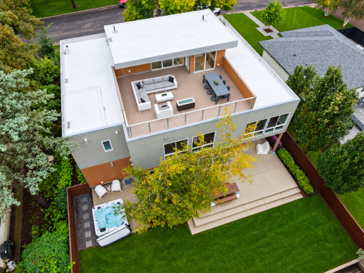 Breathtaking roof top deck with attached wet bar and half bathroom on the top level.