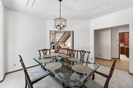 dining room with ceiling details