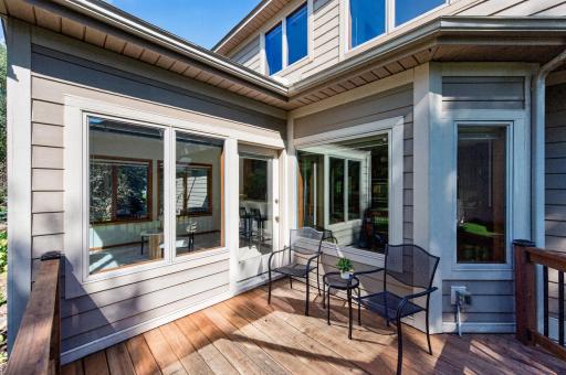 newly redone deck with solar post lighting.