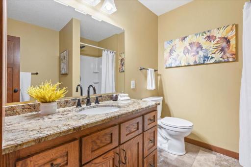 Lower Level 3/4 Bath with Granite and In-Floor Heat