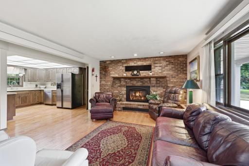 The centerpiece of the living room is this beautiful gas burning fireplace.