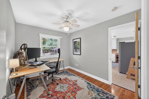 Bedroom #3 of 3 on upper level is currently being used as a home office.