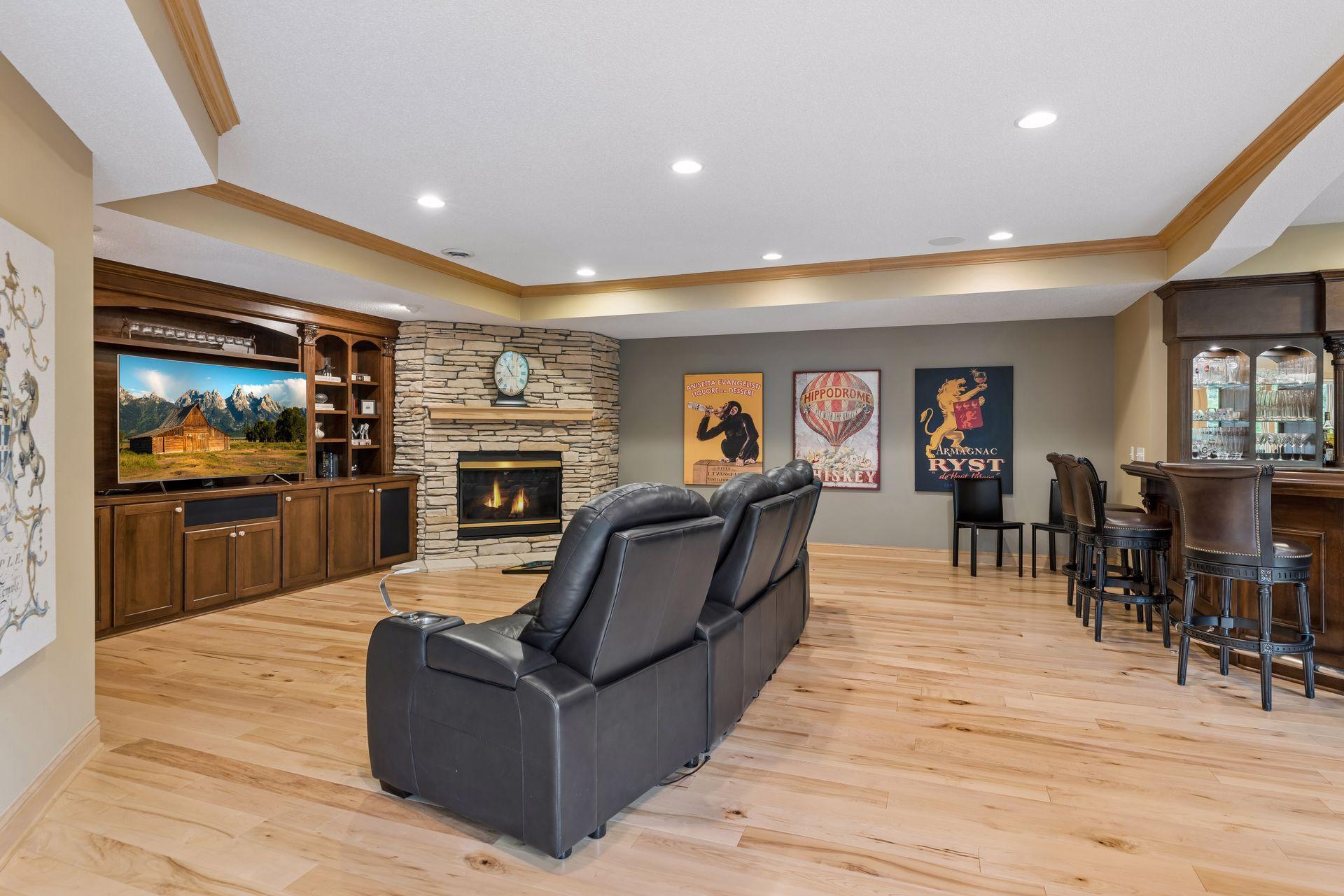 Fireplace and large entertaining space