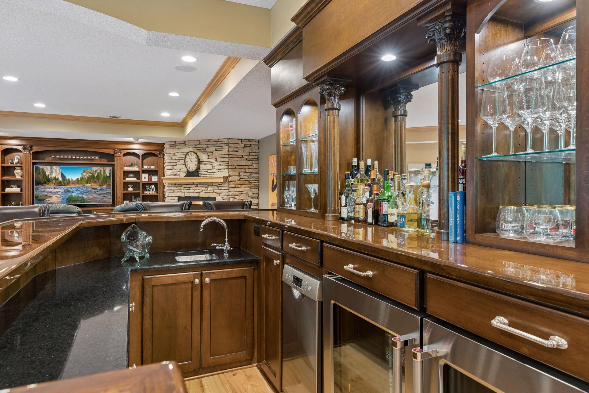 Dishwasher, sink, dbl beverage fridge